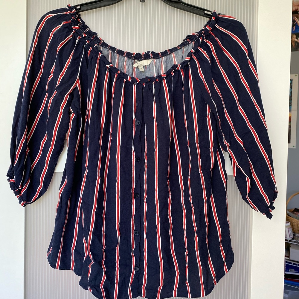 Striped off the shoulder top